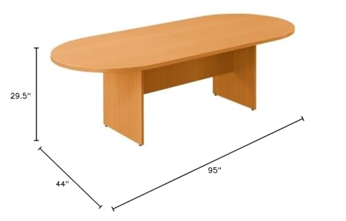 NBF 8 ft Conference Tables with Eight Seats - Laminate Conference Room Tables - Durable Office Meeting Table - Racetrack Training Tables for Brainstorming Collaboration Sessions (44"D x 95"W x 29.5"H, nbf signature series