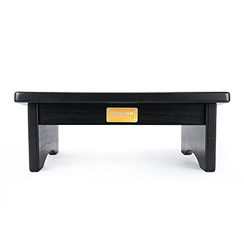 CONSDAN Foot Rest, Ergonomic Footrest for Under Desk at Work, Nursing Foot Stool, Natural Solid Wood Non-Slip Slanted Top Foot Stool for Office/Standing Desk (Black Color) CONSDAN