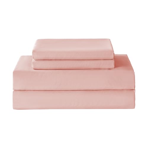 Yibeizi Twin Sheets Set, Pink Cooling Hypoallergenic Microfiber Single Bed Sheets, Soft Oeko-Tex Extra Deep Pocket Sheets & Pillowcases Wrinkle Free Bedsheets Yibeizi