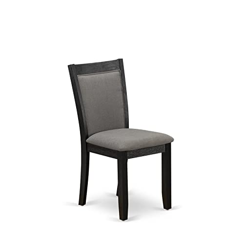 East West Furniture V-Style 9 Piece Kitchen Set Includes a Rectangle Table with V-Legs and 8 Dark Gotham Grey Linen Fabric Parson Dining Chairs, 40x72 Inch, V697MZ650-9 East West Furniture