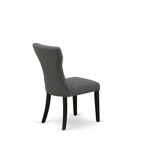 East West Furniture V697GA650-9 9 Piece Modern Dining Table Set Includes a Rectangle Wooden Table with V-Legs and 8 Dark Gotham Linen Fabric Upholstered Chairs, 40x72 Inch, Multi-Color East West Furniture