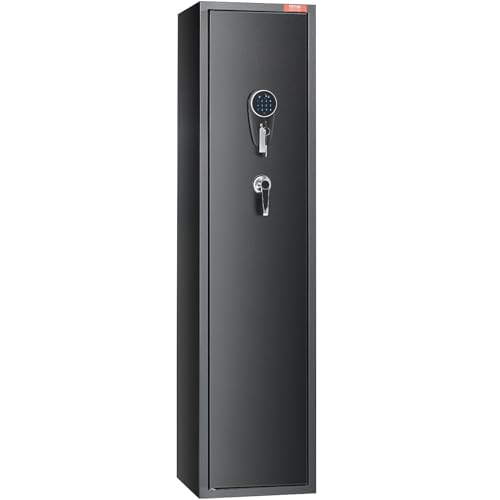VEVOR 7-8 Rifles Gun Safe, Rifle Safe with Digital Keypad & Lock, Gun Storage Cabinet with Built-in Storage Locker, Removable Storage Shelf for Home Long Gun and Pistols VEVOR