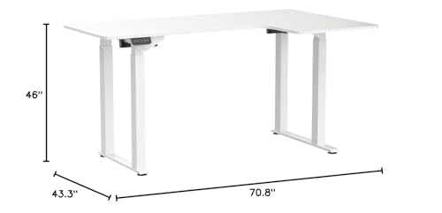 FLEXISPOT Dual Motor 4 Legs L Shaped Standing Desk Corner Desk Computer Electric Sit Stand Up Desk Height Adjustable Desk Home Office Table with Splice Board, 71x43 White FLEXISPOT