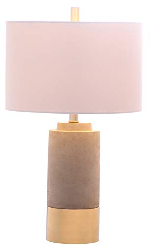 SAFAVIEH Lighting Collection – Set of 2 Modern Contemporary Farmhouse Grey Concrete & Gold 24-Inch Table Lamps for Bedroom, Living Room, Home Office, LED Bulbs Included (LIT4451A-SET2) SAFAVIEH
