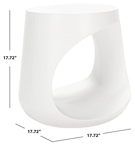 SAFAVIEH Outdoor Collection Vikki Modern Ivory Concrete Accent Table (Fully Assembled) VNN1040B SAFAVIEH