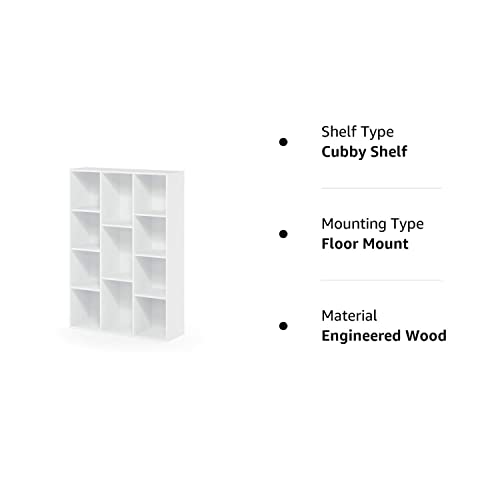 Furinno Luder Bookcase / Book / Storage , 11-Cube, White Furinno