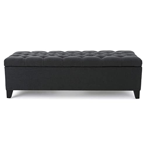Christopher Knight Home Ottilie Fabric Storage Ottoman, Dark Grey Dimensions: 17.50”D x 51.00”W x 17.00”H Christopher Knight Home