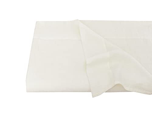 S VICTORY SYMBOL 100% Organic Linen Flat Sheet 1 Piece-Stone Washed French Flax Twin Size Bedding,Soft Flat Top Sheet Breathable(66"x96",Creamy White) S VICTORY SYMBOL