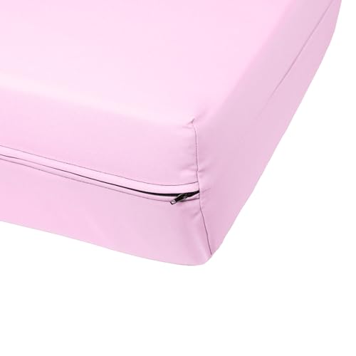MoNiBloom Queen Size Futon Cover, Armless Stretch Futon Slipcover Armless Sofa Cover Furniture Protector, Durable & Washable Zippered Futon Couch Cover for Adults Kids and Pets, LightPink MoNiBloom