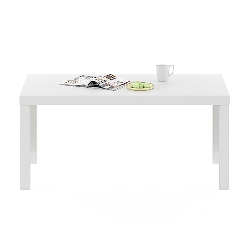 Furinno Classic Simple Coffee Table for Living Room, 38.98 (W) x 17.52 (H) x 18.9 (D) Inches, White Furinno