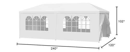 LEMY 10 X 20 Outdoor Wedding Party Tent Camping Shelter Gazebo Canopy with Removable Sidewalls Easy Set Gazebo BBQ Pavilion Canopy Cater Events LEMY