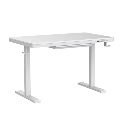 ErGear Dual Motor Electric Standing Desk with Drawers,48x24 Inch Whole-Piece Quick Install,Height Adjustable Stand up Sit Stand Home Office Ergonomic Workstation with USB Charging Ports(White) ErGear
