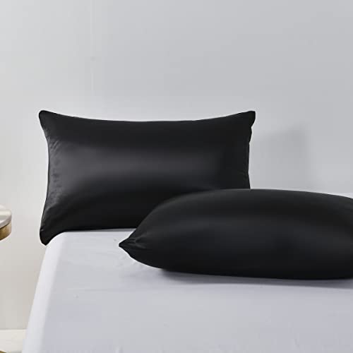 Ydtwnyq Chanyuan Black Silky Satin Duvet Cover Full Size Luxurious Smooth Silky Bedding Set Soft Microfiber Bedding Collection Cool 79"X90" Duvet Cover,2 Pillowcases Ydtwnyq