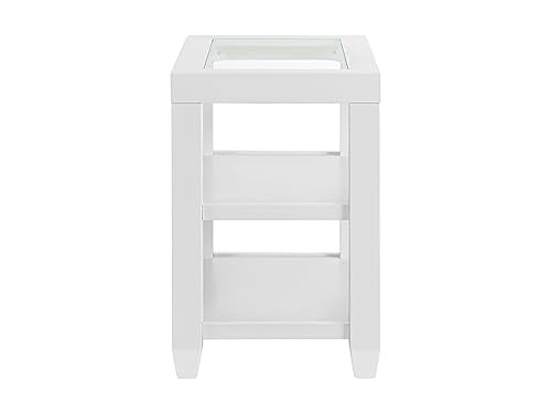 Martin Svensson Home Cordero Glass Top Wood White Side Shelf Storage Chairside End Table Martin Svensson Home