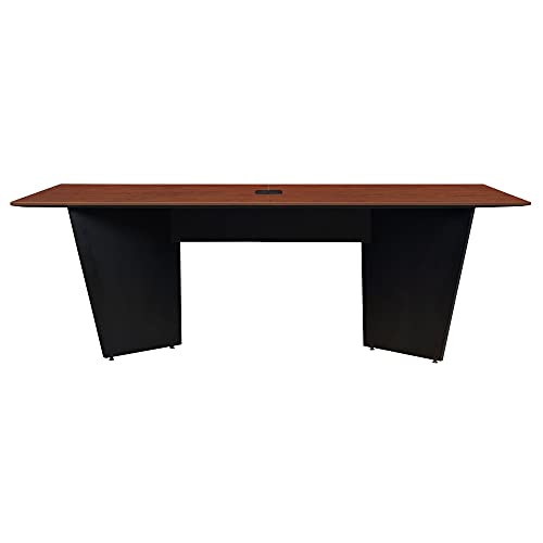 Regency Array 96" Conference Table with Built-in Power & Data Grommet – Modern Tapered Leg Design, Cable Management, Meeting & Boardroom Table Seats 4-8 People (Cherry, Black) Regency