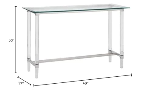 MAKLAINE Rectangular 48" x 17" Clear Glass Console Table w/Clear Acrylic Legs MAKLAINE
