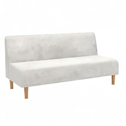 ele ELEOPTION 3 Seat Armless Sofa Bed Cover Stretch Slipcover Velvet Thicker Full Size Folding Cushion Couch Covers Furniture Protector Sofa Futon Cover White Color ele ELEOPTION