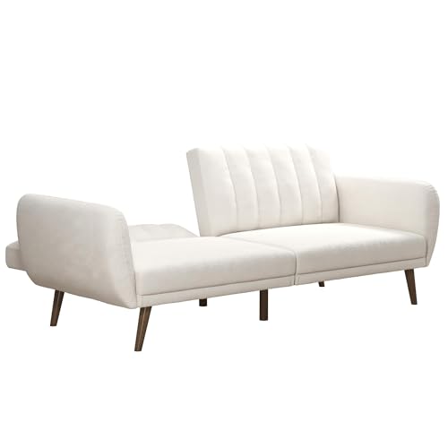 Novogratz Brittany 81.5" Futon Sofa Bed and Couch Sleeper, Ivory Boucle Novogratz