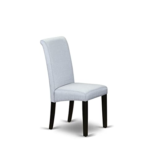 East West Furniture Lassale 11 Piece Set Includes a Rectangle Dining Room Table with Butterfly Leaf and 10 Grey Linen Fabric Upholstered Chairs, 42x92 Inch, Distressed Jacobean East West Furniture