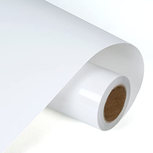 RENLITONG White HTV Iron on Vinyl 12Inch by 10ft Roll Heat Transfer Vinyl for T-Shirt HTV Rolls for All Cutter Machine - Easy to Cut & Weed for Heat Transfer Design RENLI·TONG