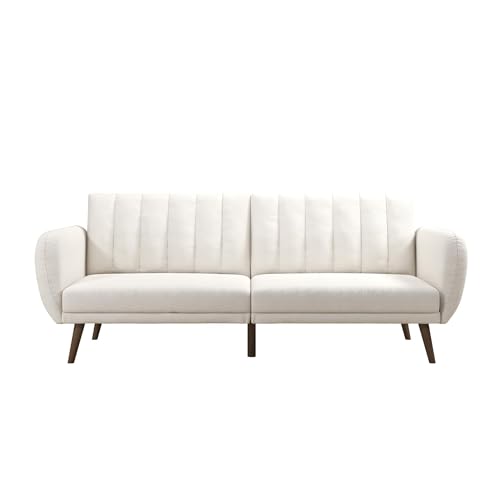 Novogratz Brittany 81.5" Futon Sofa Bed and Couch Sleeper, Ivory Boucle Novogratz