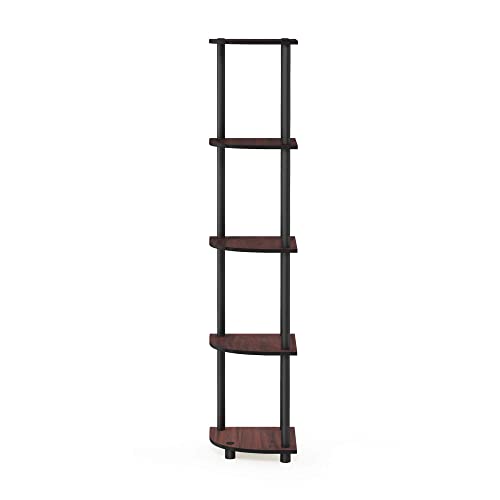 Furinno Turn-N-Tube 5 Tier Corner Display Rack Multipurpose Shelving Unit, 1-Pack, Dark Cherry/Black Furinno