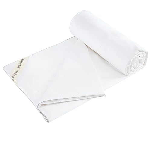 YOUR MOON Luxurious Summer/Spring Lightweight Mulberry Silk Comforter Twin Size,100% Natural Long Strand Silk Fill Duvet Blankets, Luxury Bedding Summer, Noiseless Cotton Shell (White) YOUR MOON