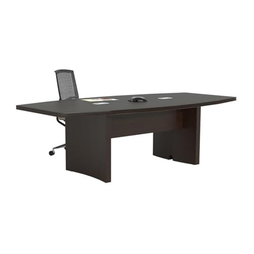 BOWERY HILL 8' Boat Shaped Conference Table with Slab Base in Mocha BOWERY HILL