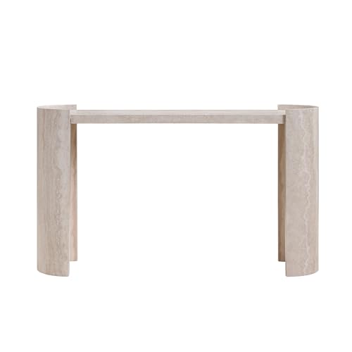 HanStrong 53.15" Faux Marble Pattern Entryway Table - Modern Narrow Console Table for Living Room and Hallway,Beige HanStrong