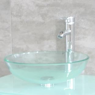 Black Wood Bathroom Vanity Set with Mirror,Tempered Glass Vessel Sink&ORB Faucet – Modern Storage Vanities Combo (Sink Clear 1, 24 inch) walnest