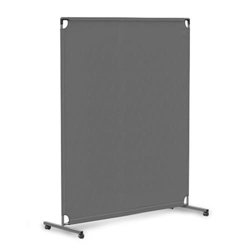 Steel-AID 50-inch Rolling Privacy Room Divider - Freestanding Office Wall Partition with Non See-Through Blackout Screen - Sturdy & Durable Iron Frame - Rolling Wheels - Black, White, Gray & Blue STEELAID