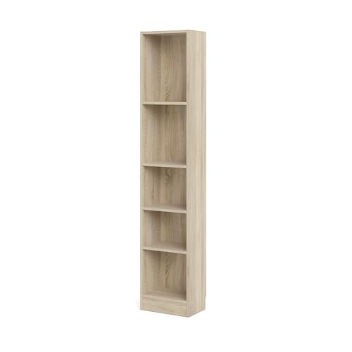 Tvilum Element Narrow 5 Shelf Bookcase, Tall, Oak Tvilum