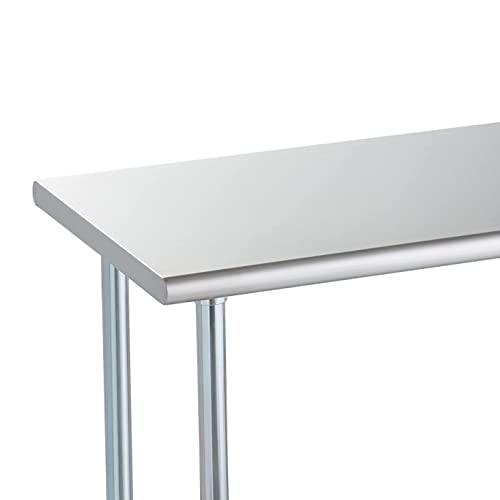 ROCKPOINT Stainless Steel Table for Prep & Work 72x24 Inches, NSF Metal Commercial Kitchen Heavy Duty Table with Adjustable Under Shelf and Table Foot for Restaurant, Home and Hotel ROCKPOINT