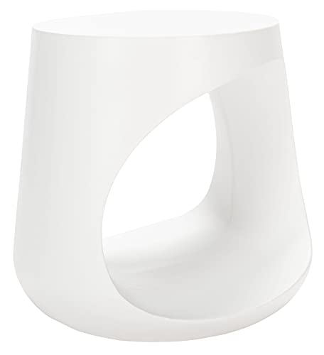 SAFAVIEH Outdoor Collection Vikki Modern Ivory Concrete Accent Table (Fully Assembled) VNN1040B SAFAVIEH