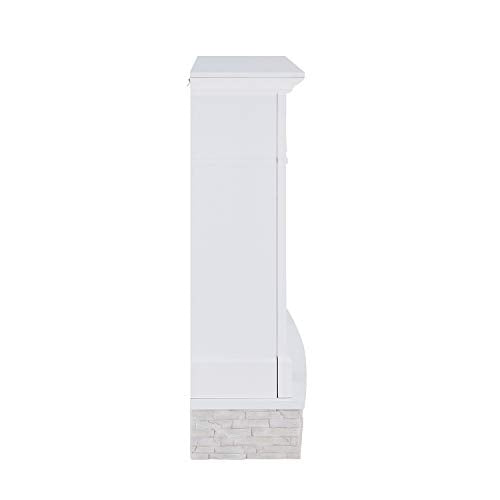 SEI Furniture Jacksdale Faux Stone Accent Electric Hidden Media Shelf Fireplace, White SEI Furniture