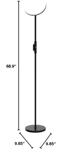 JOOFO Floor Lamp,30W/2400LM Sky LED Modern Torchiere 3 Color Temperatures Super Bright-Tall Standing Pole Light with Remote & Touch Control for Living Room,Bed Room,Office (Black) JOOFO