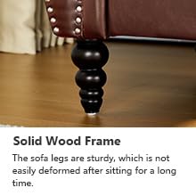 AVZEAR 60" Loveseat Sofa, Chesterfield Sofa, Mid-Century Modern PU Upholstered 2 Seater Sofa, Deep Button Tufted Living Room Sofa with Two Throw Pillows, Brown AVZEAR