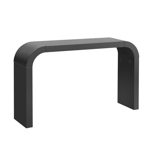 BSYEIO 52" Curved Console Table for Entryway Modern Long and Narrow Foyer Table Behind Couch for Corridor Living Room Wood (Black) BSYEIO