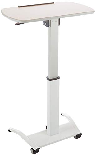 Luxor LX-PNADJ-LW Pneumatic Adjustable-Height Lectern/Mobile Standing Desk - Light Wood Luxor