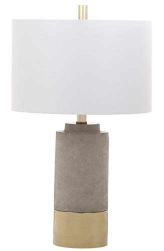 SAFAVIEH Lighting Collection – Set of 2 Modern Contemporary Farmhouse Grey Concrete & Gold 24-Inch Table Lamps for Bedroom, Living Room, Home Office, LED Bulbs Included (LIT4451A-SET2) SAFAVIEH