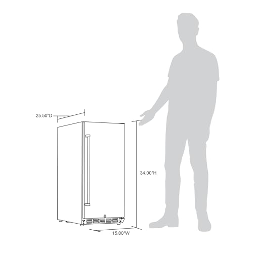 NewAir 15" Commercial Beverage Refrigerator | Weatherproof Stainless Steel Fridge | Built-In or Freestanding Outdoor Patio Fridge For Beer, Wine, Food NCR032SS00 NewAir