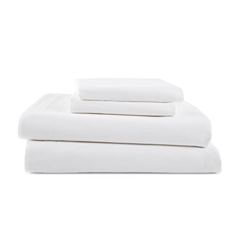 3 Piece Twin Sheets Set | Twin Bed Sheets Set – Light Weight, Soft Breathable Sheets | Brushed Cotton Rich Blend | Secure-Fit, Wrinkle Resistant, Durable, Easy Care Bed Sheets | Comfy Sheets | White Martex