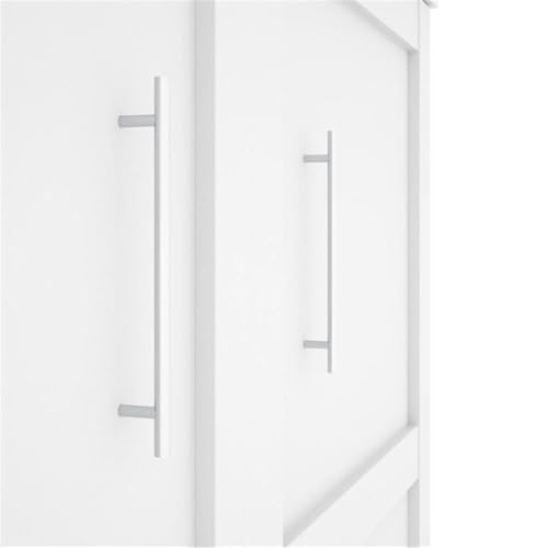 MAKLAINE Contemporary Modern Engineered Wood Flexible Slat System Dual-Mounted Queen Murphy Bed 65-inch Space-Saving in White MAKLAINE