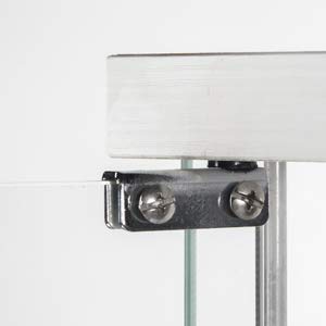 JT Glass Display Cabinet 4 Shelves with Light and Door, Easy to Install, Solid Tempered Glass, Floor Standing Curio Bookshelf for Living Room Bedroom Office (White) JT