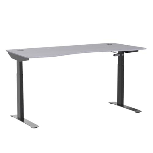 ApexDesk Elite Pro Series 71" x 33" Electric Height Adjustable Stand up Desk, Sit Stand Home Office Desk, Computer Desk - Curved Grey Top/Black Frame ApexDesk