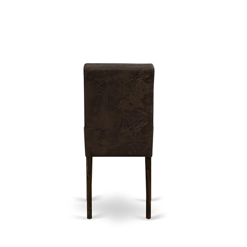 East West Furniture LAAS9-07-T25 9 Piece Table Set Consists A Wood Dining Table and 8 Black Textured Polyester Fabric Parson Dining Chairs, Distressed Jacobean East West Furniture