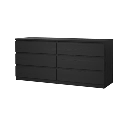 Tvilum 6 Drawer Double Dresser, Black Woodgrain Tvilum