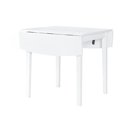 Linon White 30" Square 30" X 48" Fully Extended Torino Drop Leaf Table Linon