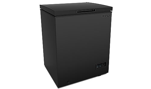 Frigidaire EFRF5003-BLACK Chest Deep Freezer-GARAGE-READY, 5.0 Capacity, Black-Adjustable Thermostat-Removable Vinyl Coated Wire Basket-Easy Defrost Drain, 5 cu ft Frigidaire
