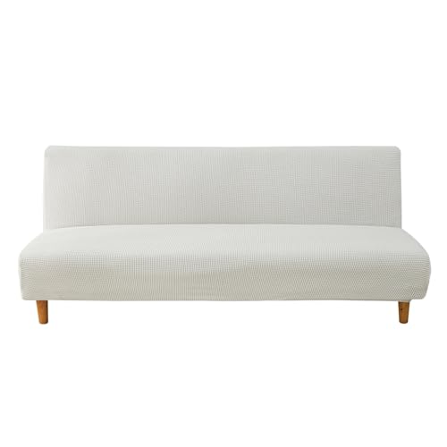 Armless Sofa Bed Slipcover Couch Cover Without Armrests Stretch Folding Futon Cover Elastic Removable (Color : White, Size : L(160-190cm)) Generic